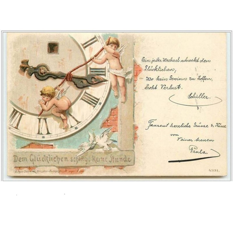 n°2290 - Angelots sur un cadran d'horloge