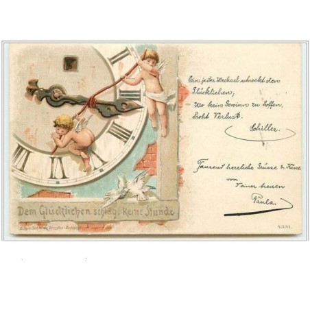 n°2290 - Angelots sur un cadran d'horloge