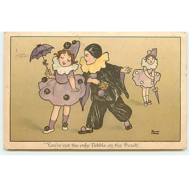 n°22903 - Illustrateur - Florence Hardy - You're not the only Pebbe on the Beach - Pierrot et Colombines