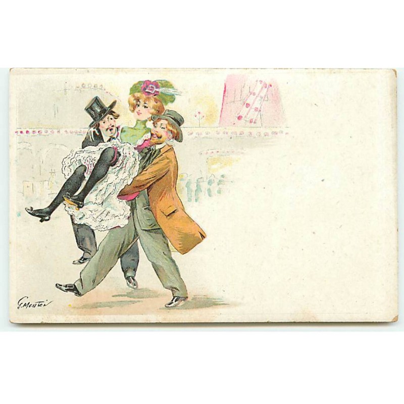n°22907 - Illustrateur - G. Mouton - Deux hommes portant une danseuse du Moulin Rouge