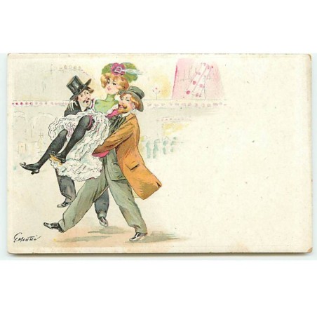 n°22907 - Illustrateur - G. Mouton - Deux hommes portant une danseuse du Moulin Rouge