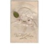 n°11551 - Carte Fantaisie - Vive Sainte Catherine - Bonnet blanc et fleurs blanches