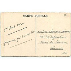 n°22921 - 1er Avril - Devinez qui vous l'envoie ? - Poisson tenant des fleurs - Carte peinte à la main