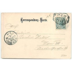 n°22940 - Fantaisie - Couple d'enfants dans un médaillon - Imitation bois