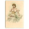 n°22942 - Carte avec Paillettes - Jeune femme mangeant des cerises