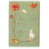 n°22946 - Chat regardant une souris sur une tige de coquelicot