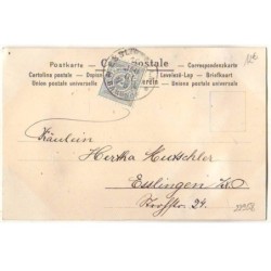 n°22958 - Carte avec des Perles - Jeune femme brune avec des roses à son décolleté