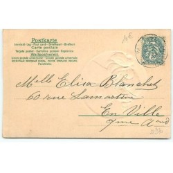 n°22970 - Carte Gaufrée - Art Nouveau - Profil d'une jeune femme dans un médaillon