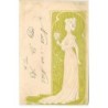 n°22971 - Carte Gaufrée - Art Nouveau - Jeune femme de profil portant un bouquet