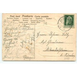 n°22975 - Carte Gaufrée - Fröhliche Weihnachten - Un homme embrassant une femme sous un bouquet de gui