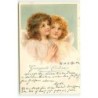 n°22978 - Carte Gaufrée - Gesegnete Ostern - Deux anges priant