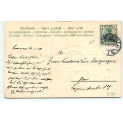 n°22980 - Carte Gaufrée - Fröhliche Ostern - Jeune fille regardant des lièvres