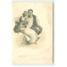 n°22991 - Carte Gaufrée - Fantaisie - Couple assis, la femme tenant un grand éventail