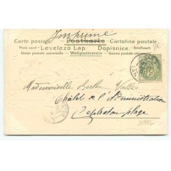 n°22992 - Carte Gaufrée - Fantaisie - Couple dansant sous des lampions