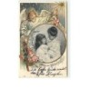 n°11580 - Carte Fantaisie - Fröhliche Weihnachten - Ange Gardien - Enfants dans un Médaillon