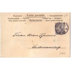 n°23002 - Fantaisie - Portait d'une jeune femme portant une perruque et un chapeau à plume - Carte avec paillettes