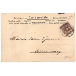 n°23004 - Fantaisie - Jeune femme de profil, avec des fleurs dans les cheveux - Carte avec paillettes