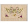 n°2301 - Carte Brodée - Fleurs et Papillon