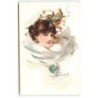 n°23014 - MM Vienne n°882 - W. Barribal - Portrait d'une jeune femme, avec un chapeau en forme de lutin avec des grelots