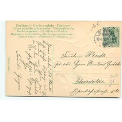n°23029 - Carte Gaufrée - Fröhliche Ostern - Fillette près d'une oie
