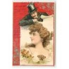 n°23066 - Illustrateur - U.S.M. - Art Nouveau - Homme montrant une jeune femme, sur une affiche