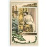 n°23067 - Fantaisie - Art Nouveau - Jeune femme rêvant - Nénuphar et Bateau