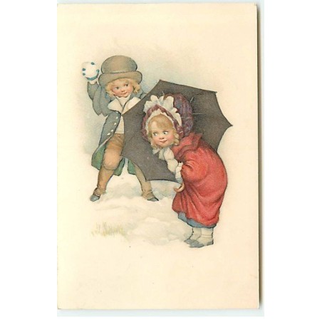 n°23116 - S.B. Pearse - MM Vienne n°679 - Bataille de Boules de Neige - Fillette se protégeant avec un Parapluie