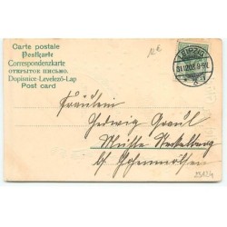 n°23124 - Carte légèrement Gaufrée - Nouvel An - Couple de cochons dansant sur la Terre - Lune Humanisée