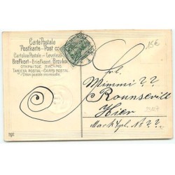 n°23127 - Carte Gaufrée - Prosit Neujahr - Couple de Lunes Humanisées - Surréalisme