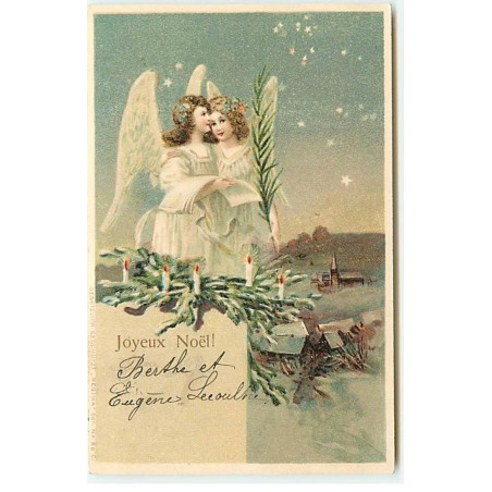 n°23144 - Joyeux Noël -Anges veillant sur un Village