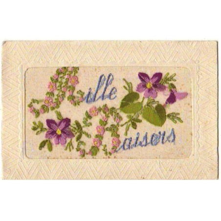 n°23153 - Carte Brodée - Mille Baisers - Fleurs