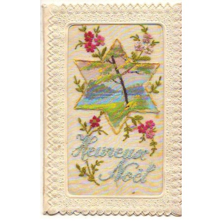 n°23154 - Carte Brodée - Heureux Noël - Paysage