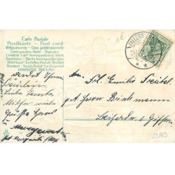 n°23163 - Carte Gaufrée - Fröhliche Weihnachten - Homme portant un sapin et des paquets marchant derrière une fillette