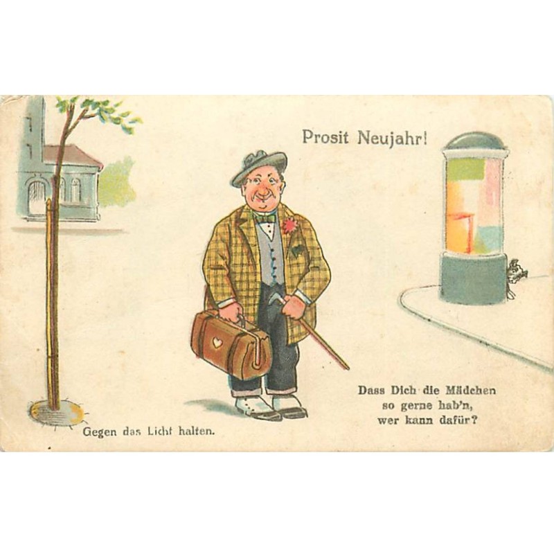 n°23170 - Carte à Système - Nouvel An - Hold to Light - Femmes entourant l'homme