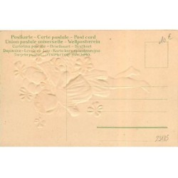 n°23185 - Carte Gaufrée - S 302 - Joyeuses Pâques - Ange portant des oeufs dans une hotte