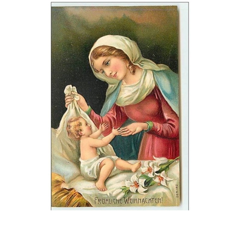 n°10086 - Carte Fantaisie Gaufrée - Fröhliche Weihnachten - Nativité