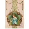 n°23200 - Carte Gaufrée - Clapsaddle - Jeune fille au milieu d'une étoile dans un médailllon