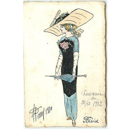 n°23309 - Illustrateur - Blériot, Jeune femme portant un chapeau en forme d'avion