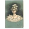n°23321 - Fantaisie - Clapsaddle - Paillettes - Jeune Femme portant une perle comme collier - n°1