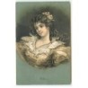 n°23326 - Fantaisie - Clapsaddle - Paillettes - Jeune Femme pensive - n°6
