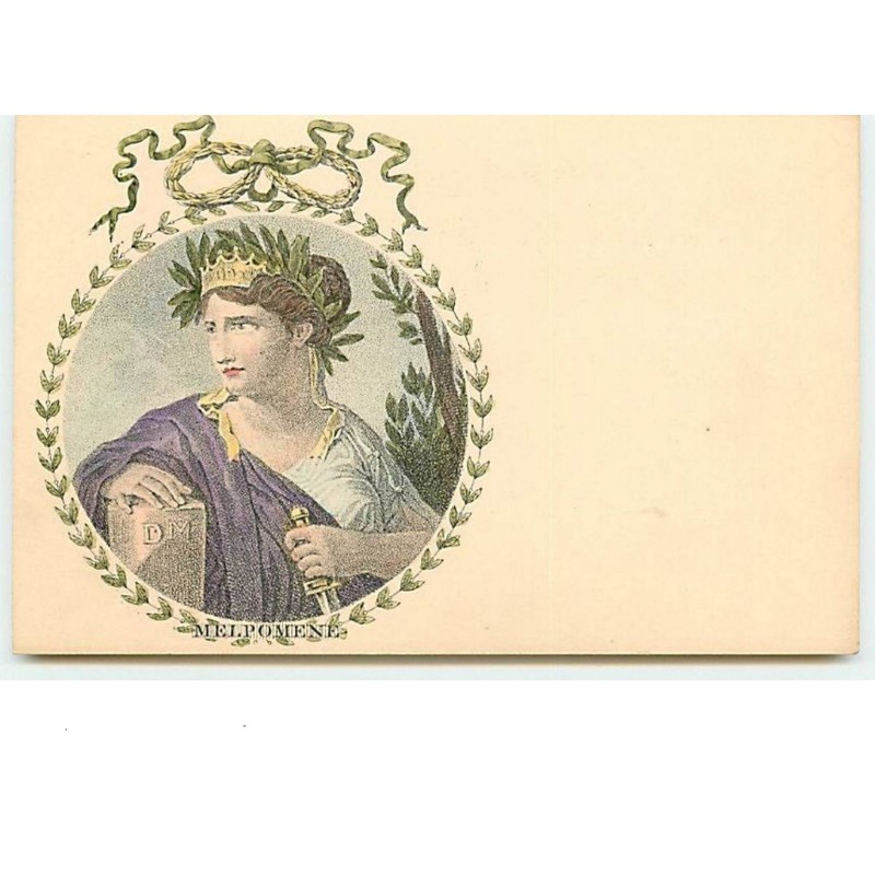 n°11618 - Carte Illustrateur - Muse Grecque dans un Médaillon - Melpomene