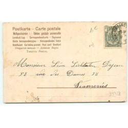 n°23328 - Fantaisie - Clapsaddle - Paillettes - Jeune Femme avec un éventail à plume - n°8