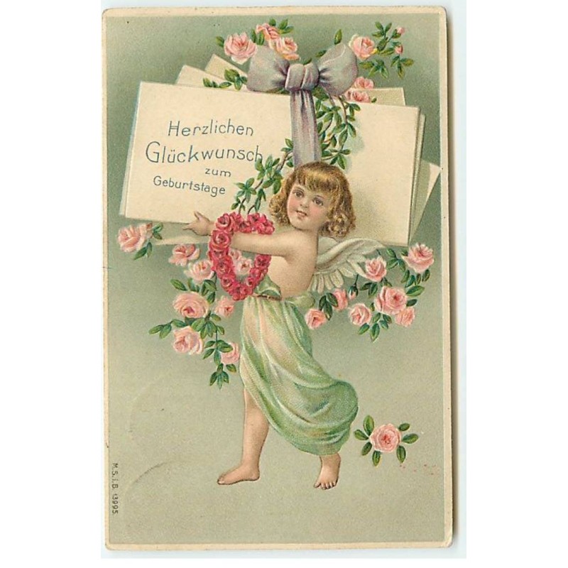 n°23344 - Carte Gaufrée - MSIB 13995 - Anniversaire - Ange portant des lettres