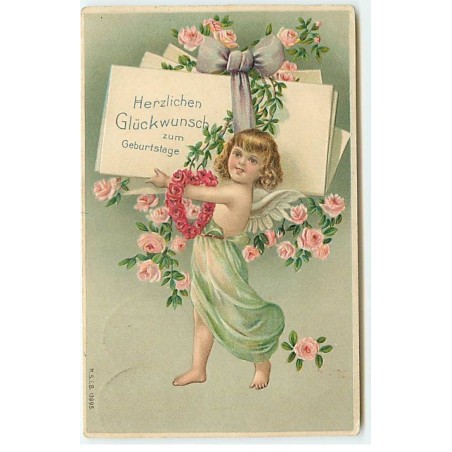 n°23344 - Carte Gaufrée - MSIB 13995 - Anniversaire - Ange portant des lettres