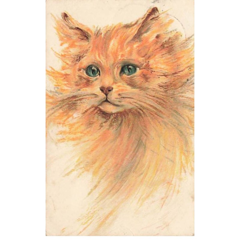 n°23356 - Animaux - Chat - Style Wain - Portrait d'un chat roux angora