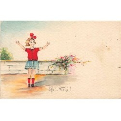 n°23362 - Carte peinte à la...