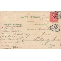 n°23366 - Carte Gaufrée - Porte-Bonheur - Souris mangeant un Billet de Banque