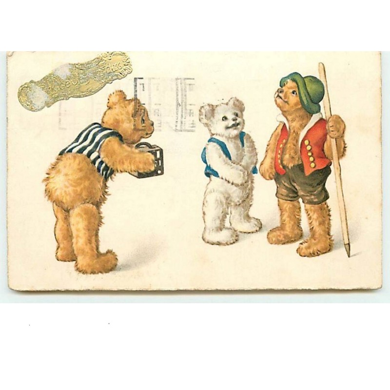 n°11621 - Carte Fantaisie - Style A. Thiele - Ours habillés - Teddy Bear