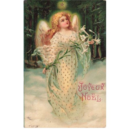 n°23379 - Clapsaddle - Joyeux Noël - Ange tenant un lys