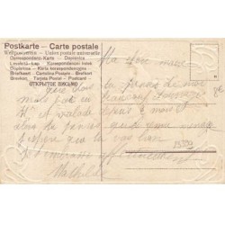 n°23390 - Carte Gaufrée - Joyeuses Pâques - Un coq avec des poules